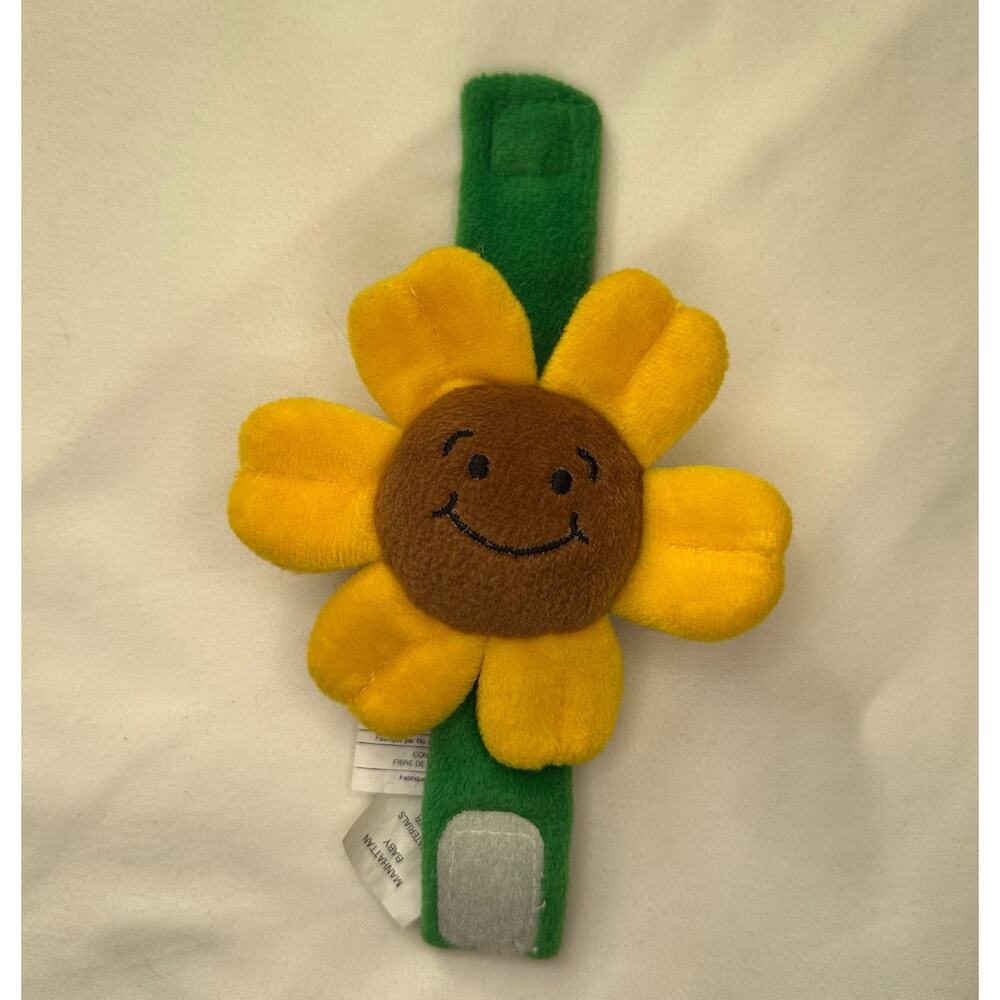Vintage Manhattan Toy Baby Plush Rattle Sunflower Hook & Loop Car Seat Stroller
